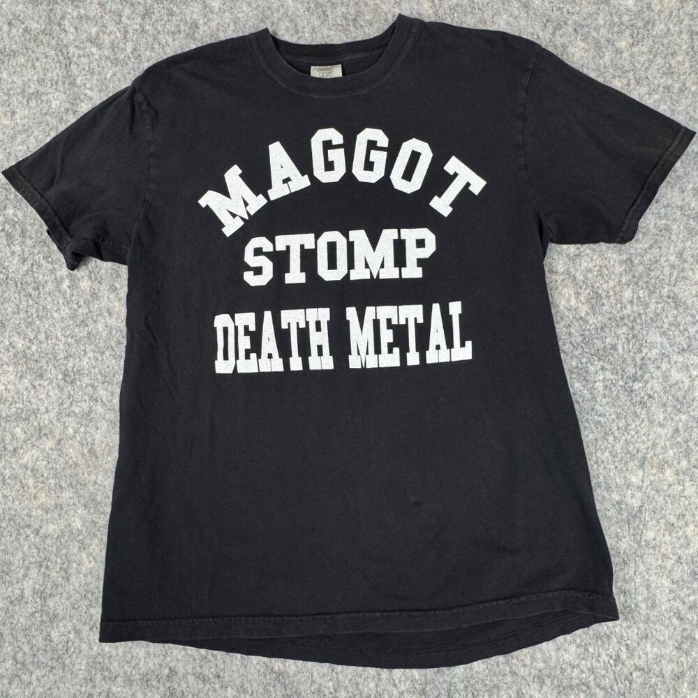 Maggot Stomp Death Metal Mens T Shirt Double Sided Graphic Size L Black